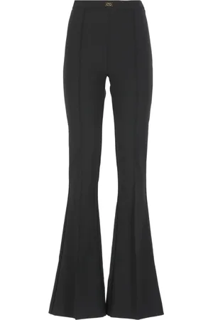 Elisabetta Franchi Femme, Pantalons, Noir, Taille: 44 FR Pantalon Crêpe Noir avec Fermeture Éclair Latérale