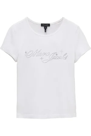Marc Jacobs Femme, Tops, Blanc, Taille: 40 FR Charm Logo Shrunken Tee