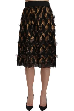 Dolce & Gabbana Femme, Jupes, Noir, Taille: 40 FR Jupe à Franges Métalliques