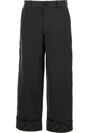 Burberry Homme, Pantalons, Noir, Taille: M Pantalon en Coton Noir avec Broderie Logo