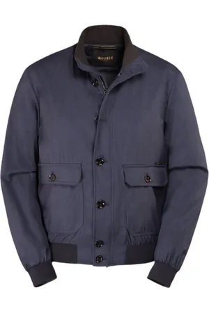MOORER Homme, Vestes, Bleu, Taille: XL Bomber Léger en Laine et Soie