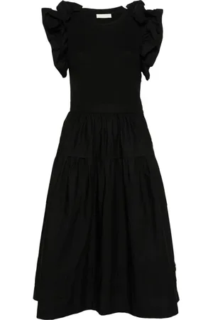 ULLA JOHNSON Femme, Robes, Noir, Taille: 36 FR Robe Midi Noire - Style Décontracté