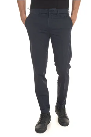 FAY Homme, Pantalons, Bleu, Taille: W33 Pantalon Chino à Ourlet Roulé