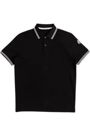 Moncler Homme, Tops, Noir, Taille: L Polo Noir à Rayures Blanches