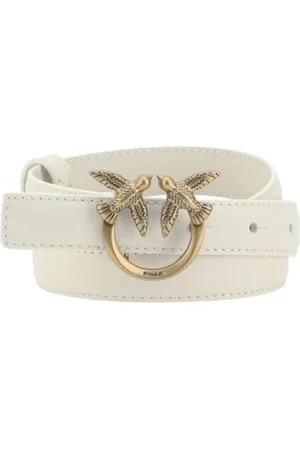 Pinko Femme, Accessoires, Blanc, Taille: M Ceinture en cuir avec oiseaux d