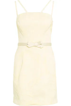 Elisabetta Franchi Femme, Robes, Jaune, Taille: 40 FR Robe Mini Jaune Brodée de Fleurs