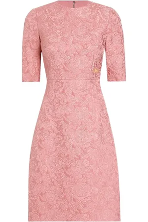 Dolce & Gabbana Femme, Robes, Rose, Taille: 36 FR Robe Rose Poudré avec Logo Jacquard