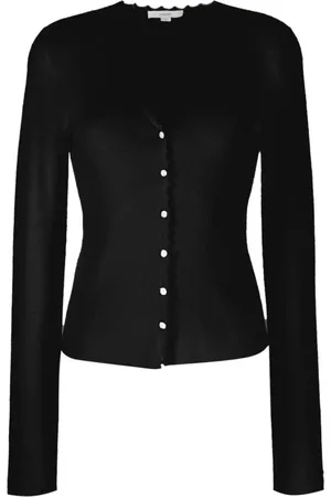 Vince Femme, Pulls, Noir, Taille: 42 FR Cardigan Élégant Noir avec Bordure au Crochet