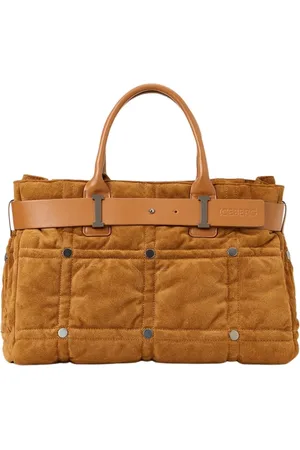 Iceberg Femme, Sacs, Brun, Taille: ONE Size Sac shopper en daim coloré Coccio avec broderie à damier