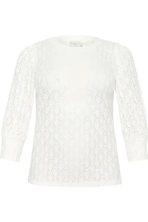Kaffe Femme, Blouses et Chemises, Blanc, Taille: 44 FR Chemisier en dentelle avec manches ¾