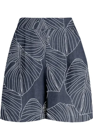 Bomboogie Femme, Shorts, Bleu, Taille: 38 FR Printed linen bermuda shorts
