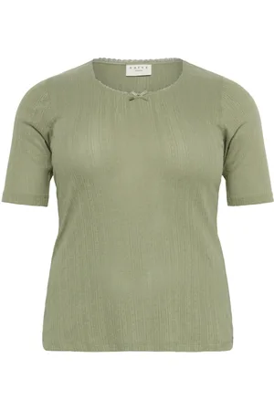 Kaffe Femme, Tops, Vert, Taille: 38 FR T-shirt féminin Pointelle en Oil