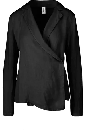 Bomboogie Femme, Vestes, Noir, Taille: 38 FR Linen jacket with asymmetric cut