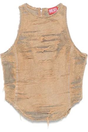 Diesel Femme, Tops, , Taille: 38 FR Haut Sans Manches Déchiré