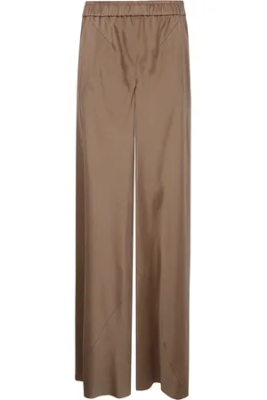 Giorgio Armani Femme, Pantalons, Brun, Taille: 40 FR Pantalon en Soie Lavée Viscose