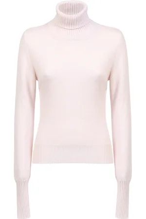 Maison Margiela Femme, Pulls, Rose, Taille: 40 FR Pull Col Roulé Crème en Laine