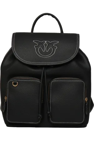 Pinko Femme, Sacs, Noir, Taille: ONE Size Sac à dos en cuir noir avec logo Love Birds