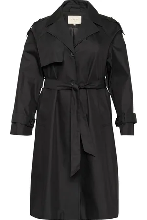 Kaffe Femme, Manteaux, Noir, Taille: 56 FR Noir Profond Trenchcoat Veste Modèle Élégant