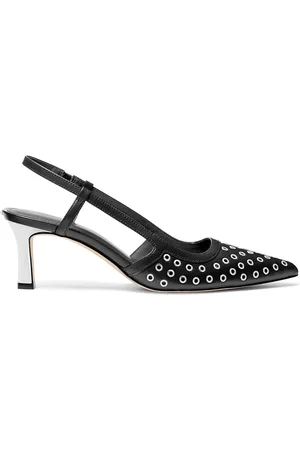 Michael Kors Femme, Chaussures, Noir, Taille: 37 1/2 EU Escarpins Slingback en Cuir à Œillets Noirs
