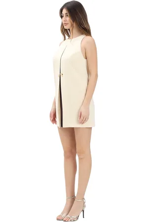 Elisabetta Franchi Femme, Robes, , Taille: 40 FR Robe Courte Jaune avec Panneau Contrasté