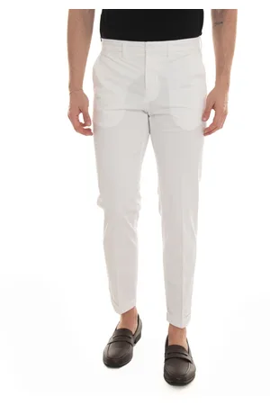 FAY Homme, Pantalons, Blanc, Taille: W40 Pantalon Chino à Ourlet Roulé