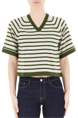 K-Way Femme, Tops, Multicolore, Taille: 38 FR Logo Rayé T-shirt en Coton Col V