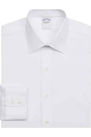 Brooks Brothers Homme, Chemises, Blanc, Taille: S Chemise habillée en coton stretch blanc, coupe slim, non-repassante, col Ainsley