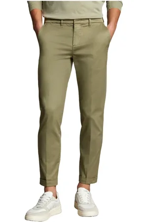 FAY Homme, Pantalons, Vert, Taille: W30 Pantalon en Gabardine de Coton Stretch
