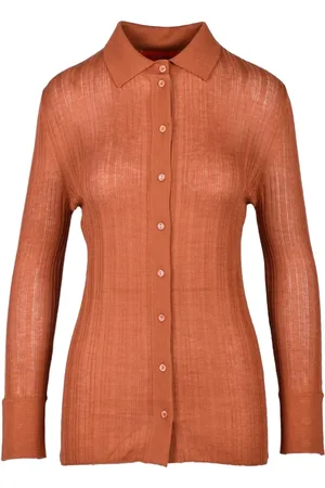 FARFETCH Femme, Pulls, Brun, Taille: 36 FR Cardigan en Soie et Cachemire Côtelé