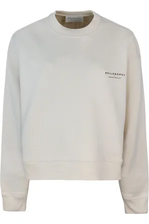 Serafini Femme, Sweatshirts et sweats à capuche, Blanc, Taille: 40 FR Pull Blanc avec Ourlet et Poignets Côtelés