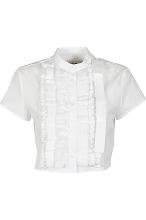 Msgm Femme, Blouses et Chemises, Blanc, Taille: 38 FR Chemise Blanche Crop Roushes