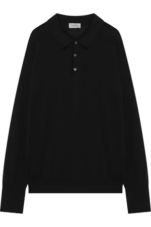 JOHN SMEDLEY Homme, Tops, Noir, Taille: S Polo à Manches Longues