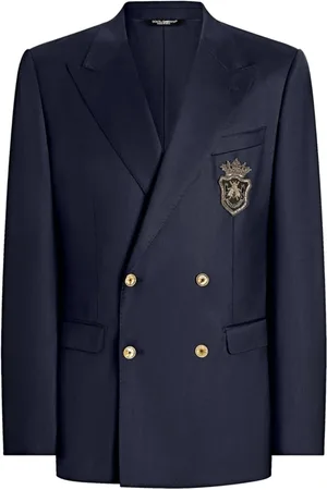 Dolce & Gabbana Homme, Vestes, Bleu, Taille: XL Vestes Bleues avec Logo Brodé