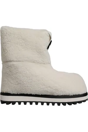 Dolce & Gabbana Homme, Chaussures, Blanc, Taille: 44 EU Bottes Blanches en Shearling Mid Calf