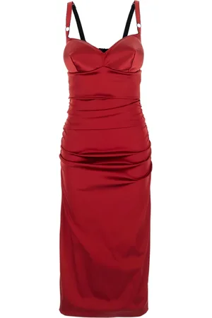 Dolce & Gabbana Femme, Robes, Rouge, Taille: 38 FR Robe Rouge Bustier avec Détails à Volants