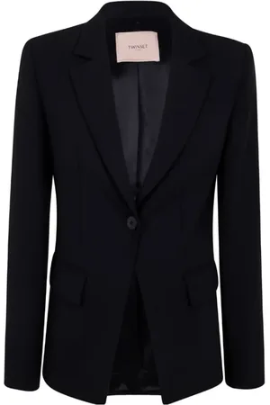 Twin-Set Femme, Vestes, Noir, Taille: 40 FR Veste de Blazer Noire avec Bouton Assorti