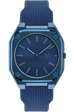 adidas Unisex, Accessoires, Bleu, Taille: ONE Size Montre City Tech Fine Bleue en Silicone