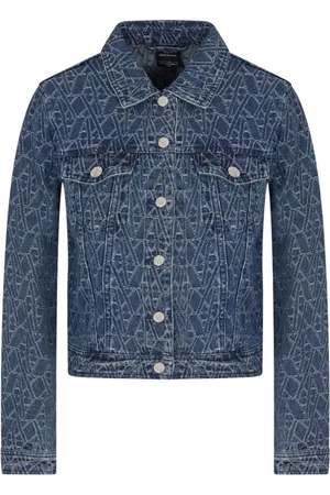 Armani Exchange Femme, Vestes, Bleu, Taille: 40 FR Manteau en Denim avec Logo Boutonné