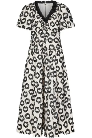 ULLA JOHNSON Femme, Robes, Blanc, Taille: 38 FR Robe Midi Blanche à Fleurs A-Line