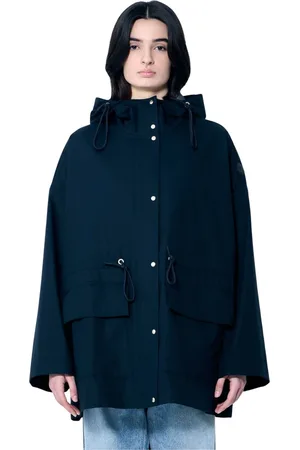 Moncler Femme, Manteaux, Bleu, Taille: 42 FR Parka à Taille Cordon de Serrage