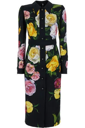 Dolce & Gabbana Femme, Robes, Multicolore, Taille: 38 FR Robe Multicolore à Imprimé Floral Col Classique