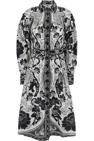 Farm Rio Femme, Robes, Noir, Taille: 40 FR Robe Longue Imprimé Floral Col Haut