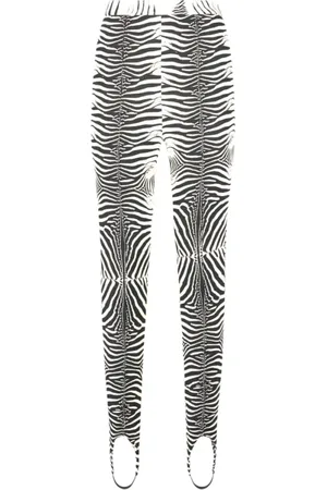 Roberto Cavalli Femme, Pantalons, Noir, Taille: 40 FR Leggings stretch imprimé zèbre avec étriers