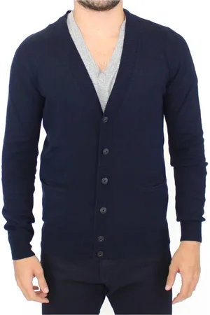 ERMANNO SCERVINO Homme, Pulls, Bleu, Taille: L Cardigan en mélange de laine