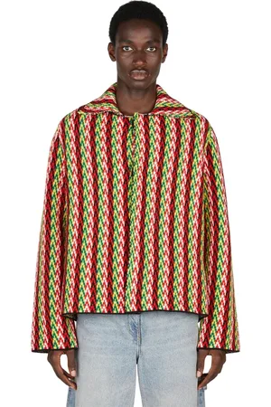 Lanvin Homme, Vestes, Multicolore, Taille: L Veste Tricotée en Laine Mérinos - Style Chevron Curb