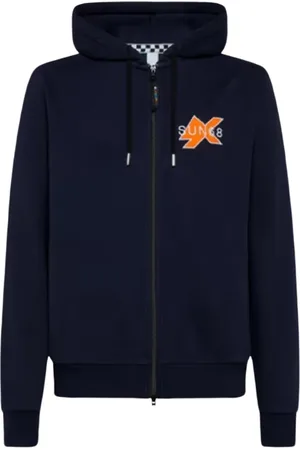 sun68 Homme, Sweatshirts et sweats à capuche, Bleu, Taille: S Sweat à Capuche Bleu Zippé Manches Longues
