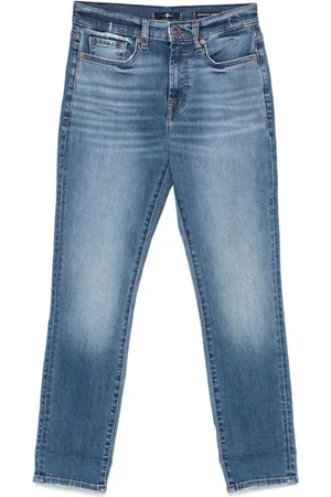 7 for all Mankind Femme, Jeans, Bleu, Taille: W26 Jean Slim Classique Indigo Délavé à Cinq Poches