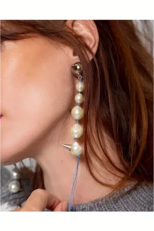 Marni Femme, Accessoires, Blanc, Taille: ONE Size Boucles d`oreilles clip en résine et perle