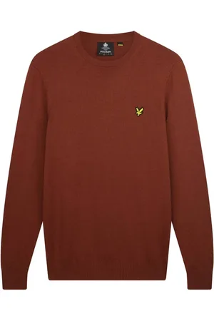 Lyle & Scott Homme, Sweatshirts et sweats à capuche, Brun, Taille: 2XL Pull en coton mérinos à col rond