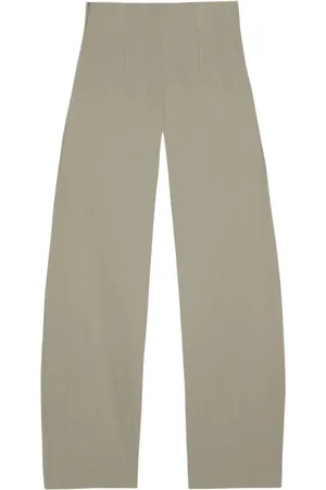 Cortana Femme, Pantalons, Gris, Taille: 44 FR Pantalon Gris Taille Haute en Lin
